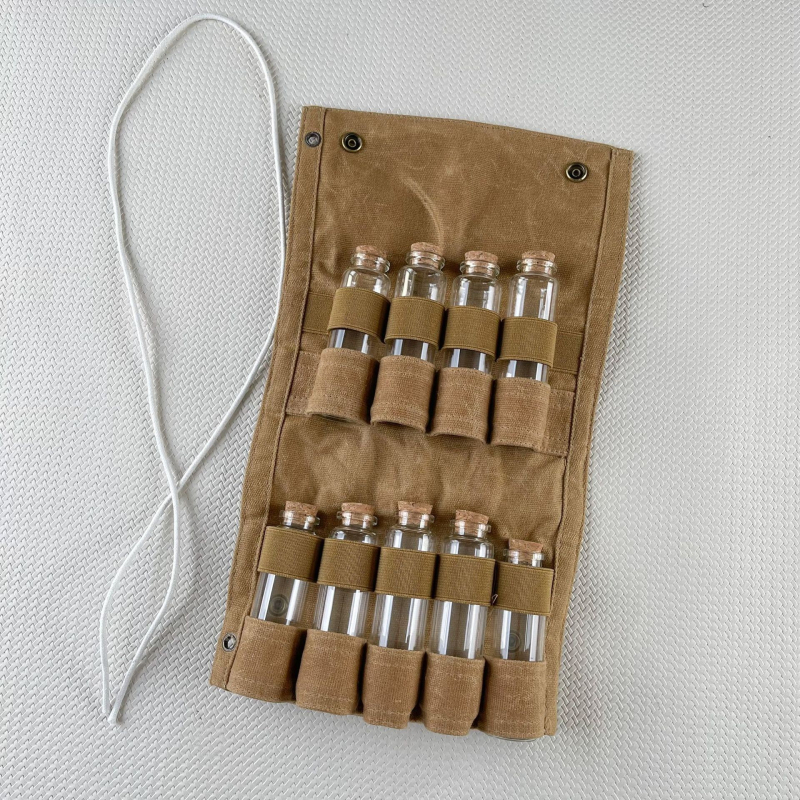 Kültéri kemping piknik hordozható fűszeres palackruha összecsukható viaszos vászon vízálló tárolótáska grill fűszeres táska