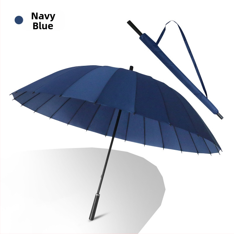 24 csontos esernyő automata esernyő nagy, túlméretezett gyári nagykereskedelmi egyenes hosszú nyelű esernyő napsütéses és esős kettős felhasználású logóval