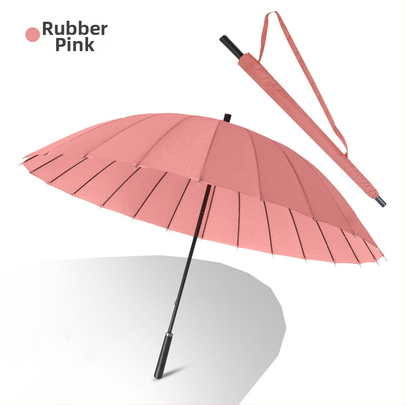 24 csontos esernyő automata esernyő nagy, túlméretezett gyári nagykereskedelmi egyenes hosszú nyelű esernyő napsütéses és esős kettős felhasználású logóval
