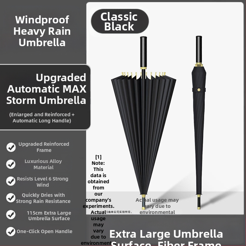 24 csontos esernyő automata esernyő nagy, túlméretezett gyári nagykereskedelmi egyenes hosszú nyelű esernyő napsütéses és esős kettős felhasználású logóval