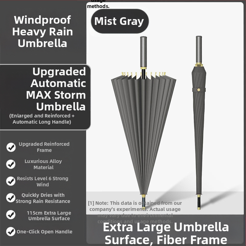 24 csontos esernyő automata esernyő nagy, túlméretezett gyári nagykereskedelmi egyenes hosszú nyelű esernyő napsütéses és esős kettős felhasználású logóval