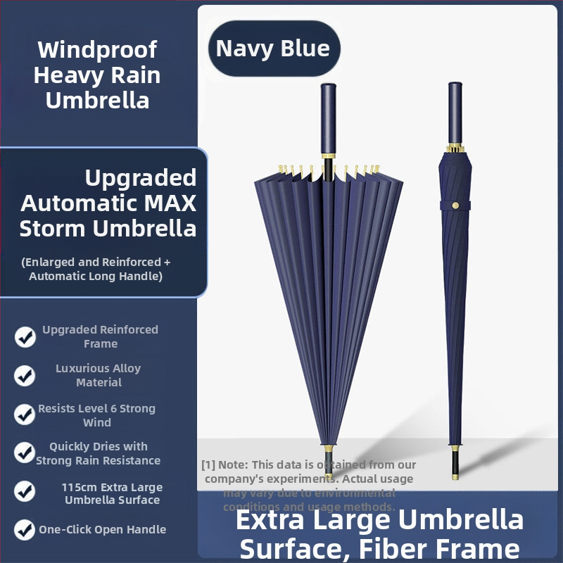 24 csontos esernyő automata esernyő nagy, túlméretezett gyári nagykereskedelmi egyenes hosszú nyelű esernyő napsütéses és esős kettős felhasználású logóval