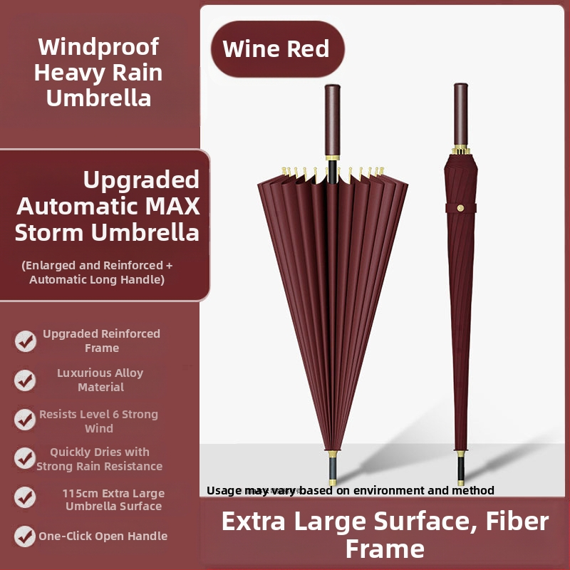 24 csontos esernyő automata esernyő nagy, túlméretezett gyári nagykereskedelmi egyenes hosszú nyelű esernyő napsütéses és esős kettős felhasználású logóval