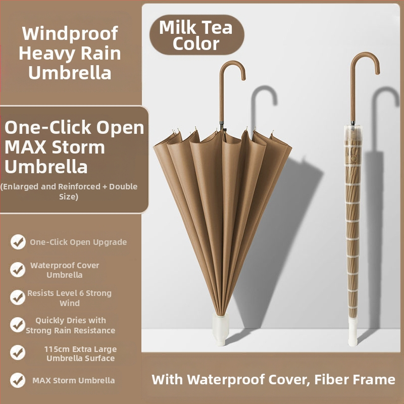 24 csontos esernyő automata esernyő nagy, túlméretezett gyári nagykereskedelmi egyenes hosszú nyelű esernyő napsütéses és esős kettős felhasználású logóval