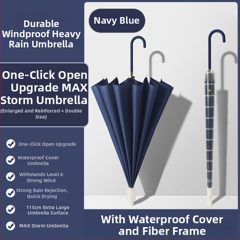 24 csontos esernyő automata esernyő nagy, túlméretezett gyári nagykereskedelmi egyenes hosszú nyelű esernyő napsütéses és esős kettős felhasználású logóval