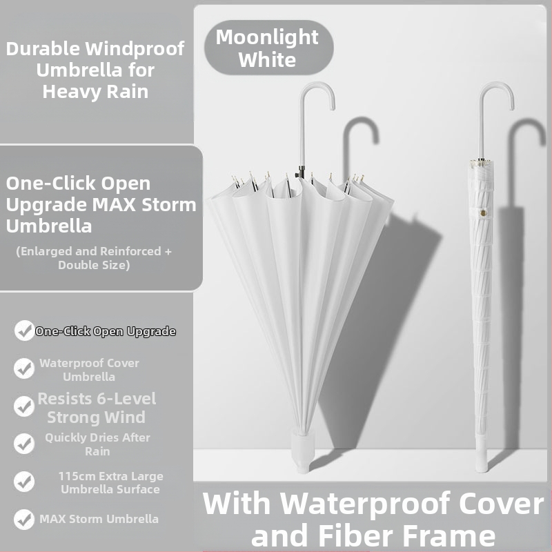 24 csontos esernyő automata esernyő nagy, túlméretezett gyári nagykereskedelmi egyenes hosszú nyelű esernyő napsütéses és esős kettős felhasználású logóval