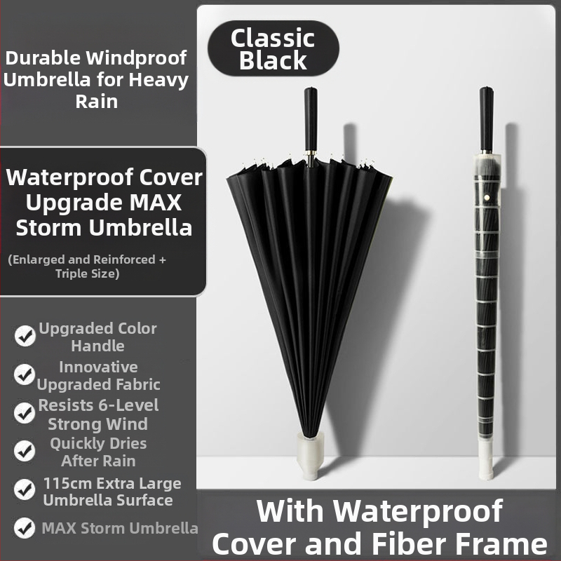 24 csontos esernyő automata esernyő nagy, túlméretezett gyári nagykereskedelmi egyenes hosszú nyelű esernyő napsütéses és esős kettős felhasználású logóval