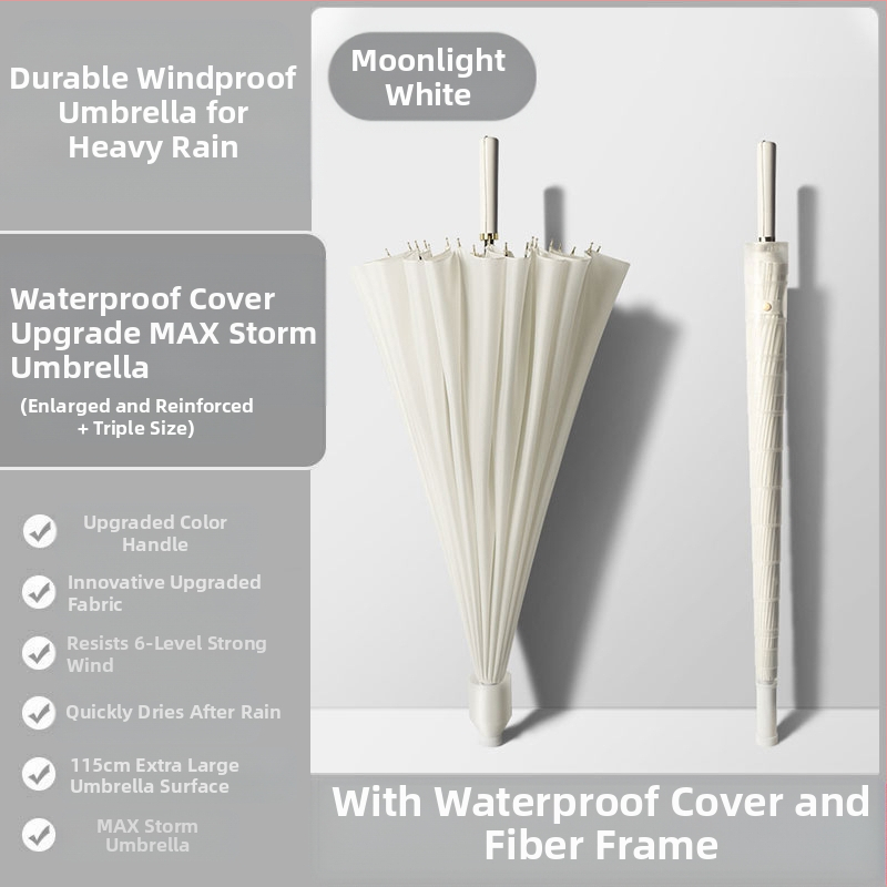 24 csontos esernyő automata esernyő nagy, túlméretezett gyári nagykereskedelmi egyenes hosszú nyelű esernyő napsütéses és esős kettős felhasználású logóval