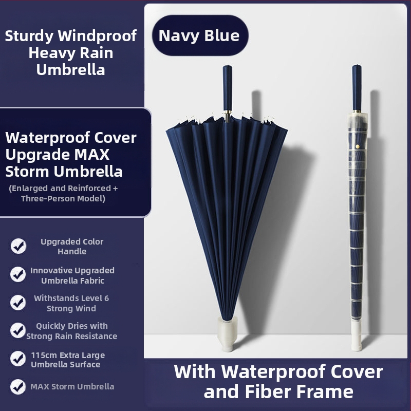 24 csontos esernyő automata esernyő nagy, túlméretezett gyári nagykereskedelmi egyenes hosszú nyelű esernyő napsütéses és esős kettős felhasználású logóval