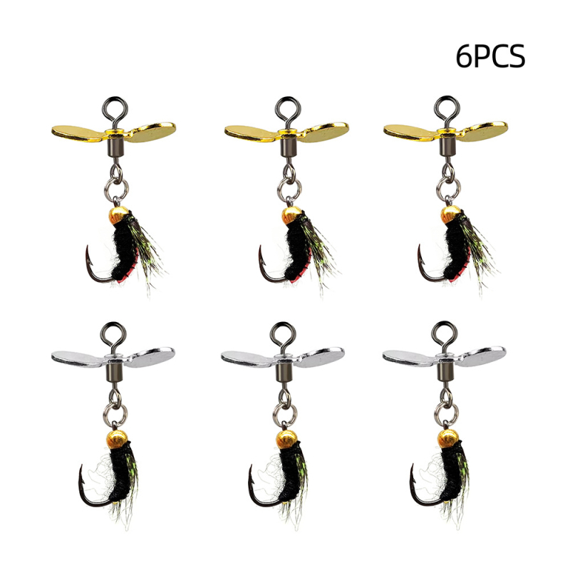 Propelerio blizgučiai Kung Fu muselės modifikacijai, muselės kablys, propelerio blizgučiai iš kompozito, 8 žiedų, mikromedžiagos „Luya“