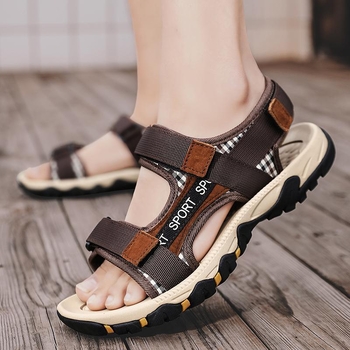 Férfi cipők Cross Border plus size 45 Kivágott Ékszíjas Tépőzáras Szandálok Férfi platform Vászon Strandcipő