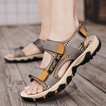 Férfi cipők Cross Border plus size 45 Kivágott Ékszíjas Tépőzáras Szandálok Férfi platform Vászon Strandcipő