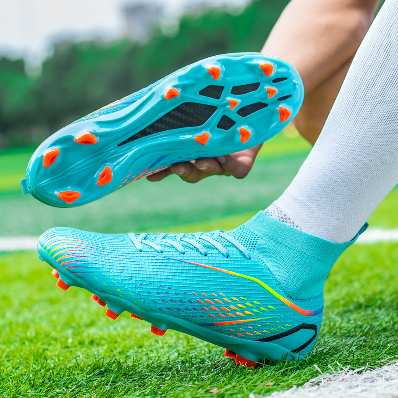Vairumtirdzniecības pārrobežu ārējās tirdzniecības augstpapēžu futbola apavi ar gariem, nolūzušiem nagiem, Amazon vīriešu un sieviešu futbola apavi zāles studentu treniņu apavi