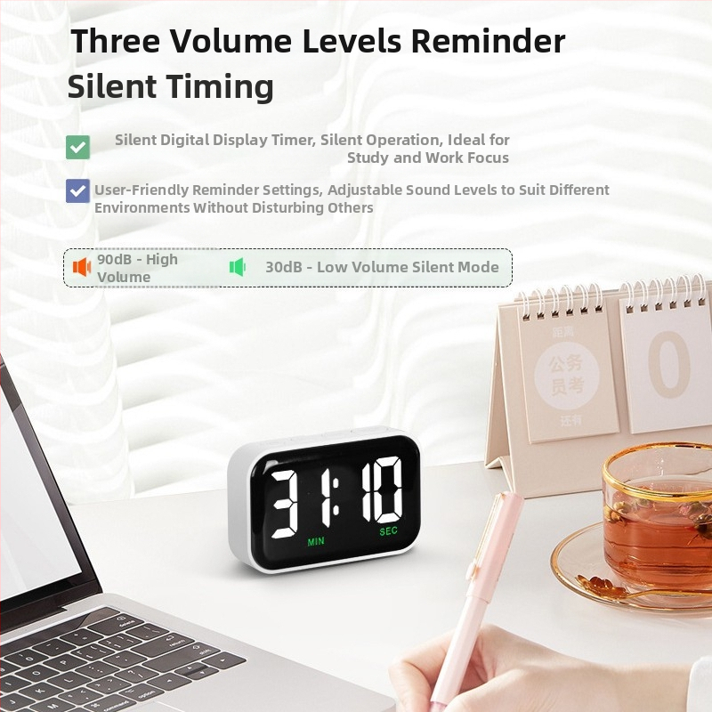 Таймер за учене, специален LED електронен детски будилник с таймер, хронометър с двойно предназначение, обърнат кухненски напомнятел с голям екран