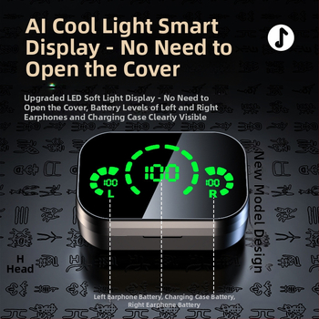 Tarpvalstybiniai sprogimai su veidrodiniu skaitmeniniu ekranu YD03 belaidės „Bluetooth“ ausinės, į ausis įdedamos didelės galios YD04 „Bluetooth“ ausinės