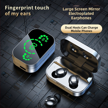 Tarpvalstybiniai sprogimai su veidrodiniu skaitmeniniu ekranu YD03 belaidės „Bluetooth“ ausinės, į ausis įdedamos didelės galios YD04 „Bluetooth“ ausinės