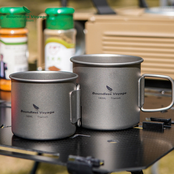 Biwei puhtast titaanist välistingimustes kasutatav kohvitass, matkaveetass, kokkupandav käepide, kerge, kaasaskantav ühekihiline matkatass, kõrge temperatuurikindel
