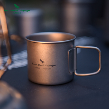 Biwei puhtast titaanist välistingimustes kasutatav kohvitass, matkaveetass, kokkupandav käepide, kerge, kaasaskantav ühekihiline matkatass, kõrge temperatuurikindel