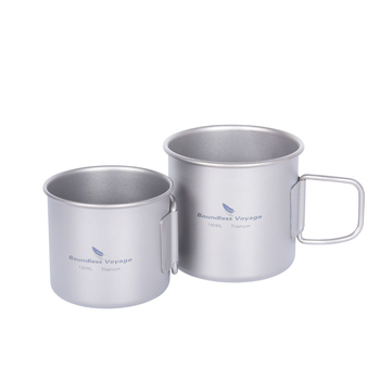 Biwei puhtast titaanist välistingimustes kasutatav kohvitass, matkaveetass, kokkupandav käepide, kerge, kaasaskantav ühekihiline matkatass, kõrge temperatuurikindel
