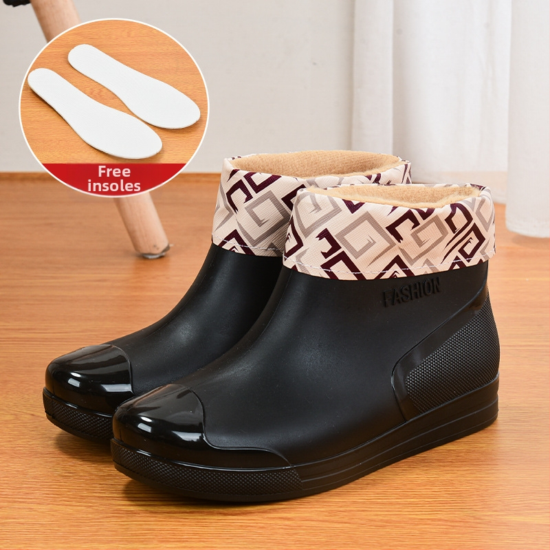 Madingi moteriški guminiai batai, trumpi vamzdeliai, šilti, neslystantys, vandeniui atsparūs batai, virtuvės, automobilių plovimo, darbo guminiai batai