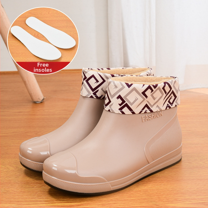 Madingi moteriški guminiai batai, trumpi vamzdeliai, šilti, neslystantys, vandeniui atsparūs batai, virtuvės, automobilių plovimo, darbo guminiai batai