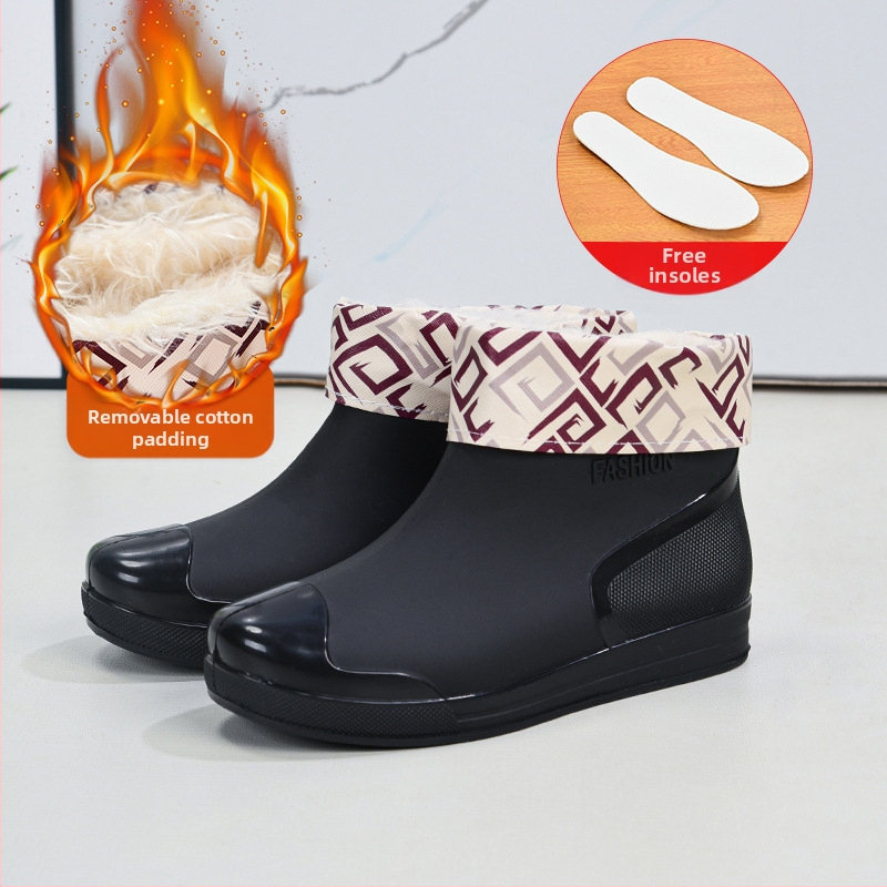 Madingi moteriški guminiai batai, trumpi vamzdeliai, šilti, neslystantys, vandeniui atsparūs batai, virtuvės, automobilių plovimo, darbo guminiai batai