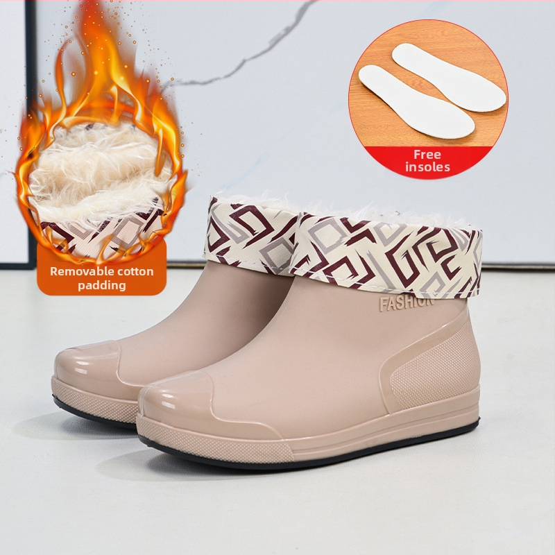 Madingi moteriški guminiai batai, trumpi vamzdeliai, šilti, neslystantys, vandeniui atsparūs batai, virtuvės, automobilių plovimo, darbo guminiai batai