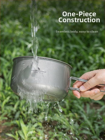 Biwei tīra titāna zupas katls, īpaši viegls un ērts kempinga katls, titāna katls, pusdienu kaste, apsildāms viena slāņa gatavošanas katls, salokāms rokturis.