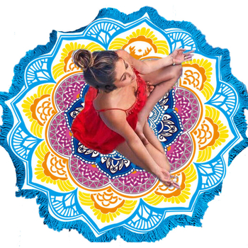 Didmeninė prekyba pomponų paplūdimio rankšluosčiais su kutais, apvaliu jogos kilimėliu, nuo saulės apsaugančiu skara, apvyniojamu sijonu, meditacijos pagalvėle, minkštu rankšluosčiu su raštu, apsauga nuo saulės