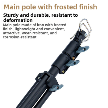 2,1 m välistingimustes kasutatav telkimisvalgusti alus, kokkupandav, reguleeritav telkimisvalgusti post, topeltkonksuga riputus, mobiilne telkimisstatiiv