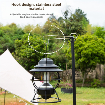 2,1 m välistingimustes kasutatav telkimisvalgusti alus, kokkupandav, reguleeritav telkimisvalgusti post, topeltkonksuga riputus, mobiilne telkimisstatiiv