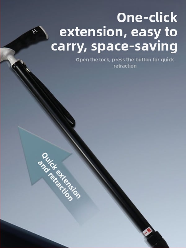 Ултралека преносима телескопична патерица, противоплъзгаща медицинска патерица, регулируема, с двойно предназначение, планински бастун за възрастни хора