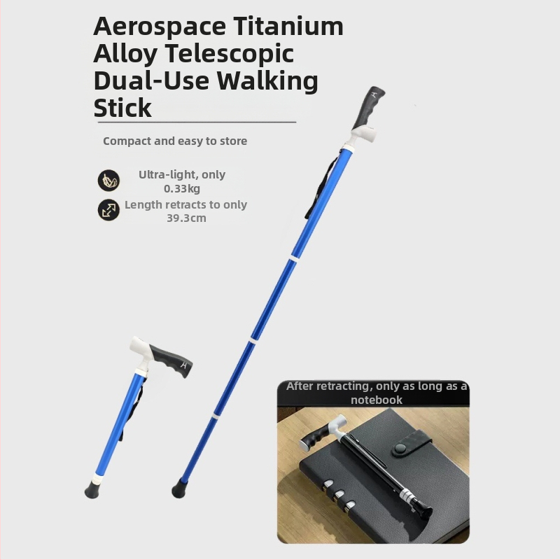 Itin lengvas nešiojamas teleskopinis ramentas, neslystantis medicininis ramentas, reguliuojamas dvigubos paskirties alpinizmo lazda pagyvenusiems žmonėms