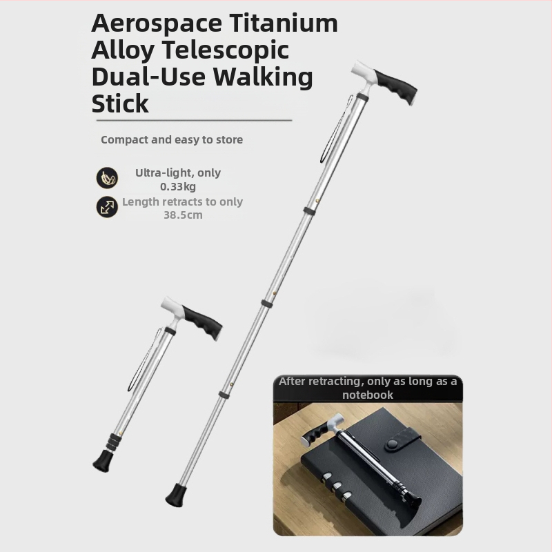 Itin lengvas nešiojamas teleskopinis ramentas, neslystantis medicininis ramentas, reguliuojamas dvigubos paskirties alpinizmo lazda pagyvenusiems žmonėms