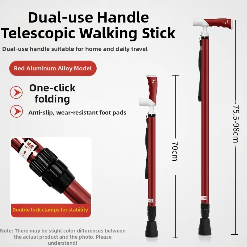Itin lengvas nešiojamas teleskopinis ramentas, neslystantis medicininis ramentas, reguliuojamas dvigubos paskirties alpinizmo lazda pagyvenusiems žmonėms