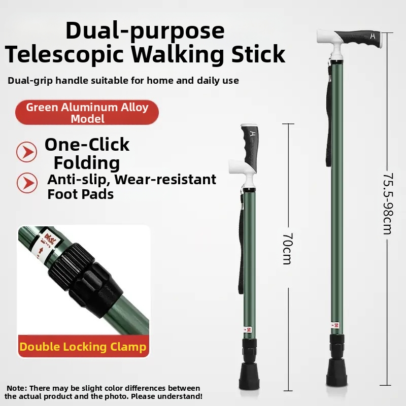 Itin lengvas nešiojamas teleskopinis ramentas, neslystantis medicininis ramentas, reguliuojamas dvigubos paskirties alpinizmo lazda pagyvenusiems žmonėms