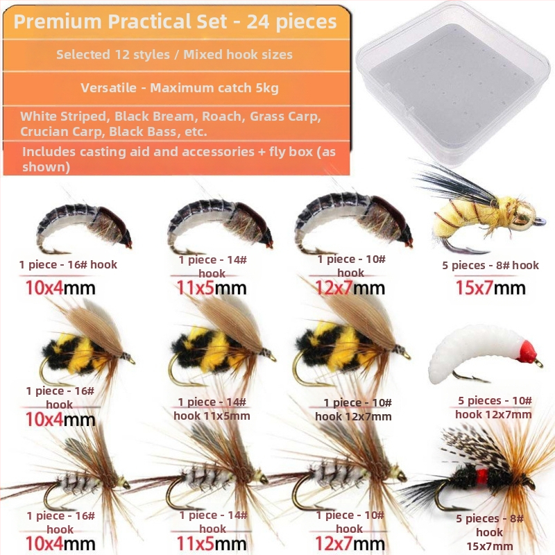 Luya Bait Fly Hook kostīms baltsvītrainajai tilapijas asari melnām zivīm, viltus ēsmas izmēra āķis