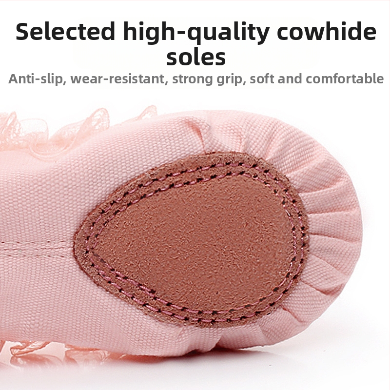 Танцови обувки за жени и деца с мека подметка, есенни и зимни, с полар, месеста дантела, котешки нокът, момичета, принцеса, балетни танци