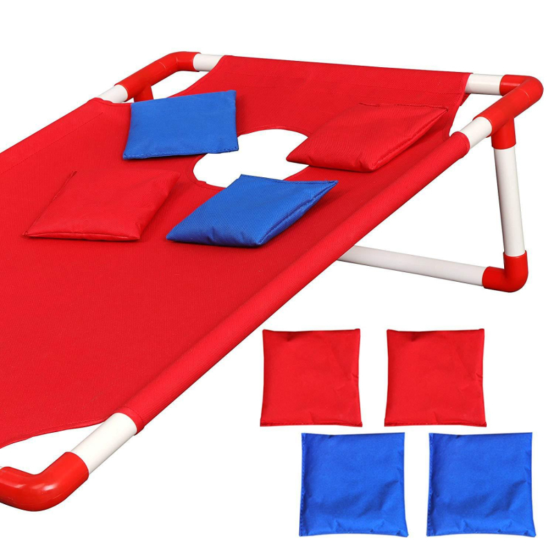 PVC rėmo kukurūzų skylės žaidimo lenta, smagus smėlio maišo mėtymo ratas, paplūdimio dvigubo žaidimo mėtymo rinkinys, nešiojamas ir patvarus