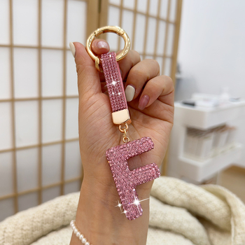 Μπρελόκ με κρεμαστό κόσμημα αυτοκινήτου με γράμμα διαμαντιού, μικρό κύκλο, αξεσουάρ μπρελόκ από κράμα ψευδαργύρου, κρεμαστό κόσμημα τσάντας Circle DIY, χονδρική πώληση