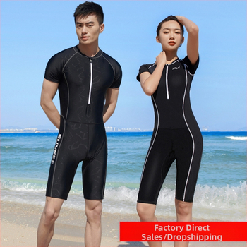 Ανδρικό και γυναικείο ολόσωμο μαγιό επαγγελματικής εκπαίδευσης με κοντομάνικο παντελόνι, καθαρό μαύρο μαγιό χονδρικής, διασυνοριακή αγορά, ομαδική αγορά, προσαρμογή φοιτητών