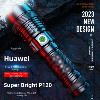 Διασυνοριακός λευκός φακός με τσιπ λέιζερ, τηλεσκοπικός φακός από κράμα αλουμινίου, ισχυρή οθόνη LED, USB, άμεση φόρτιση, εξωτερική τράπεζα τροφοδοσίας