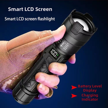 ✅ Ψηφιακός ηλεκτρονικός φακός οθόνης, ισχυρό φως, πολυλειτουργικός φακός εξωτερικής προβολής, επαναφορτιζόμενος, μακράς διαρκείας, τηλεσκοπικός φακός ζουμ