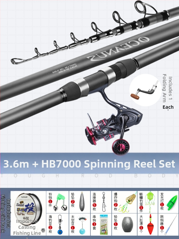 Lin Lake Εισαγόμενο καλάμι ψαρέματος στη θάλασσα, καλάμι ρίψης με τηλεχειριστήριο, κοστούμι από εξαιρετικά ελαφρύ άνθρακα, ειδικό καλάμι ρίψης για ασημένιο κυπρίνο και κυπρίνο Bighead.