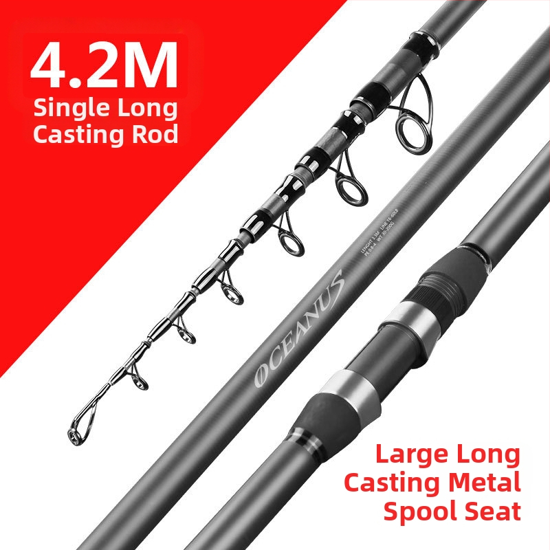 Lin Lake Εισαγόμενο καλάμι ψαρέματος στη θάλασσα, καλάμι ρίψης με τηλεχειριστήριο, κοστούμι από εξαιρετικά ελαφρύ άνθρακα, ειδικό καλάμι ρίψης για ασημένιο κυπρίνο και κυπρίνο Bighead.