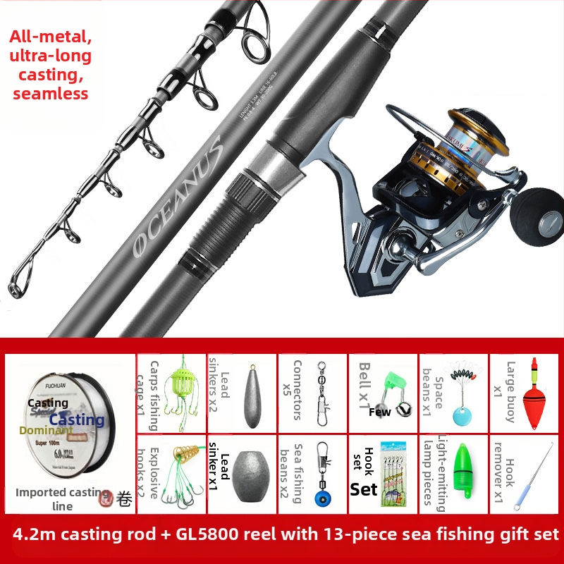 Lin Lake Εισαγόμενο καλάμι ψαρέματος στη θάλασσα, καλάμι ρίψης με τηλεχειριστήριο, κοστούμι από εξαιρετικά ελαφρύ άνθρακα, ειδικό καλάμι ρίψης για ασημένιο κυπρίνο και κυπρίνο Bighead.