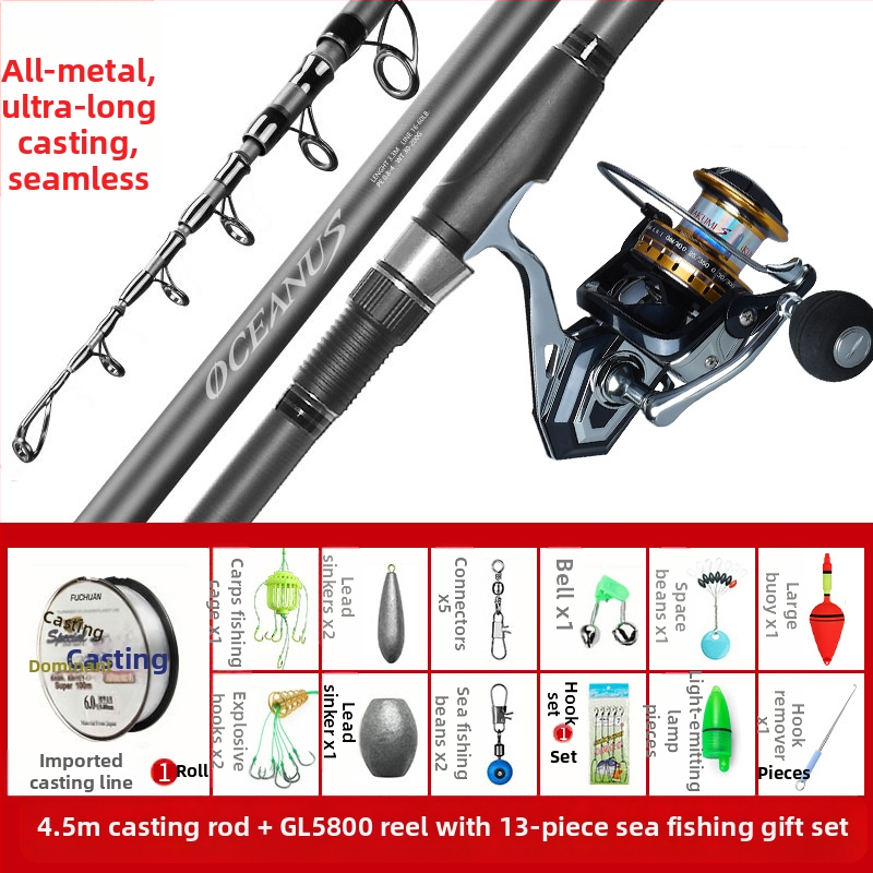 Lin Lake Εισαγόμενο καλάμι ψαρέματος στη θάλασσα, καλάμι ρίψης με τηλεχειριστήριο, κοστούμι από εξαιρετικά ελαφρύ άνθρακα, ειδικό καλάμι ρίψης για ασημένιο κυπρίνο και κυπρίνο Bighead.