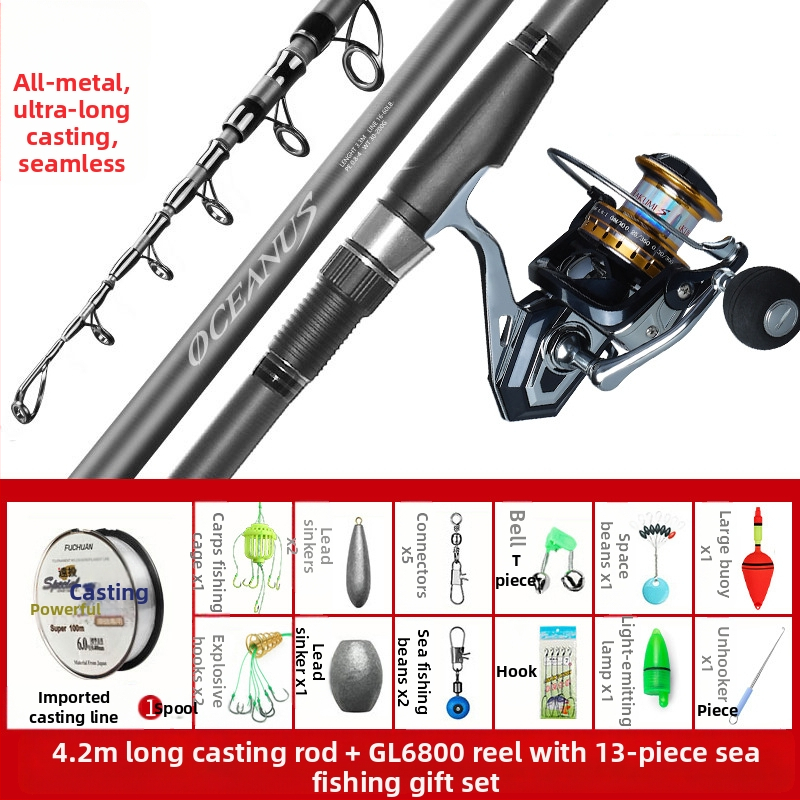 Lin Lake Εισαγόμενο καλάμι ψαρέματος στη θάλασσα, καλάμι ρίψης με τηλεχειριστήριο, κοστούμι από εξαιρετικά ελαφρύ άνθρακα, ειδικό καλάμι ρίψης για ασημένιο κυπρίνο και κυπρίνο Bighead.