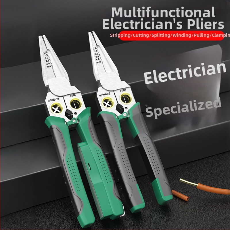 8-в-1 многофункционални клещи за измерване и оголване на проводници, клещи за рязане на проводници, изтегляне на проводници, ножици за проводници и кабели, клещи за обелване, клещи за кримпване на електрически проводници