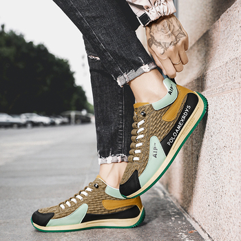 Μοντέρνα ανδρικά παπούτσια Slip-On, Φθινόπωρο 2025 Νέο στυλ, τυπωμένη δερμάτινη επιφάνεια, άνετα, αναπνεύσιμα, με χρωματικό μπλοκάρισμα, ευέλικτα, διάσημα στο διαδίκτυο, δημοφιλή casual παπούτσια